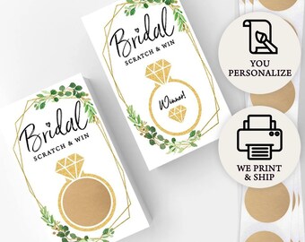 Personalized Gold Greenery Scratch Off Game | Custom Print | Free Scratch Off Stickers | Free Shipping | PRP-503