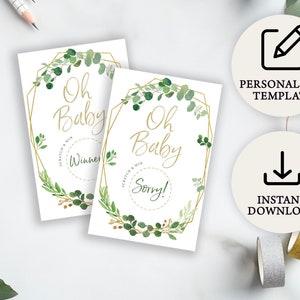 Cartes à gratter numériques or Verdure pour baby shower | Téléchargement instantané | PRP-512