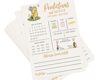 Personalized and Printed Winnie Baby Shower Advice Cards | Professionally Printed and Customizable | PRP-1003