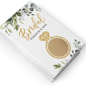 Who Has The Ring Raffle Bridal Shower Lottery Game Printed Scratch Off Cards, Set of 30, Eucalyptus PRP-101, PRP-100 Bild 3
