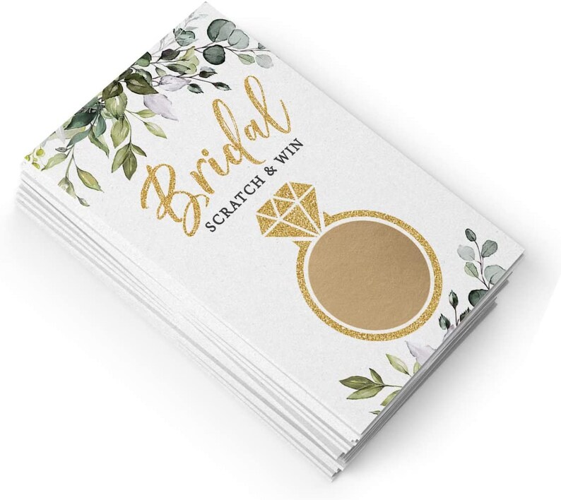 Who Has The Ring Raffle Bridal Shower Lottery Game Printed Scratch Off Cards, Set of 30, Eucalyptus PRP-101, PRP-100 Bild 3