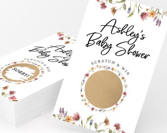 Digitale Wildflower Scratch Off Game Baby in Bloom Bloemen babyshowerspel Instant Download PRP-212