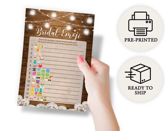 Emoji Pictionary - Bridal Shower Game, 50 Printed Cards, Rustic Barn (PRP-801)