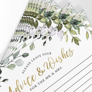 Advice For The Bride and Groom Bridal Shower Game, 50 Printed Cards, Eucalyptus PRP-101, PRP-100 image 3