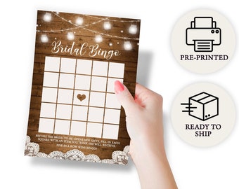 Bridal Bingo - Bridal Shower Game, 50 Printed Cards, Rustic Barn (PRP-801)