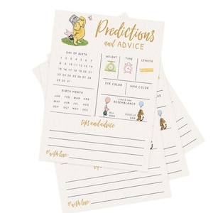 Baby Predictions & Advice Cards – Classic Pooh Theme, Winnie Baby Shower Game for Guests, Gender Reveal Activity, 30 Pack (PRP-1001) image 8