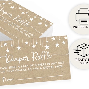 Diaper Raffle - Baby Shower Game, Set of 25, Printed Rustic Kraft (911)
