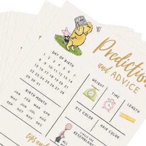 Baby Predictions & Advice Cards – Classic Pooh Theme, Winnie Baby Shower Game for Guests, Gender Reveal Activity, 30 Pack (PRP-1001) image 6