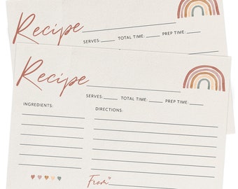 Recipe Cards - Printed Set of 50, Boho Rainbow (PRP-601)