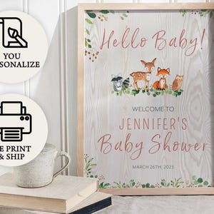 Personalized Woodland Baby Shower Welcome Sign | Fall Baby Shower | Custom Print