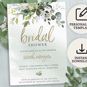 Faire-part de mariage nuptiale numérique eucalyptus | Téléchargement instantané | PRP-102, PRP-100