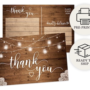 Thank You Cards, Double-Sided Print, Set of 50, Rustic Barn (PRP-801)