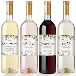 Marriage Milestones Wedding Gift - Waterproof Wine Bottle Labels for the Bride-to-Be, Printed Set of 6, Eucalyptus (PRP-101) (PRP-100) image 3