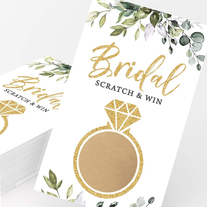 Who Has The Ring Raffle Bridal Shower Lottery Game Printed Scratch Off Cards, Set of 30, Eucalyptus PRP-101, PRP-100 Bild 4