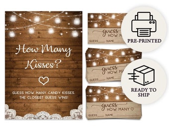 Guess How Many - Candy Jar Guessing Game, Printed Set of 50 Cards and Sign, Rustic Barn (PRP-801)