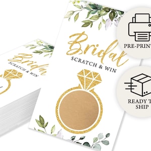 Who Has The Ring Raffle Bridal Shower Lottery Game Printed Scratch Off Cards, Set of 30, Eucalyptus PRP-101, PRP-100 Bild 1