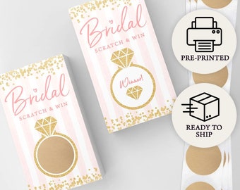 Who Has The Ring - Bridal Shower Game - Printed Scratch Off Cards, Set of 30, Rose Gold