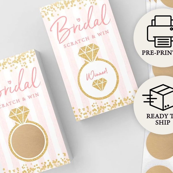 Who Has The Ring - Bridal Shower Game - Printed Scratch Off Cards, Set of 30, Rose Gold