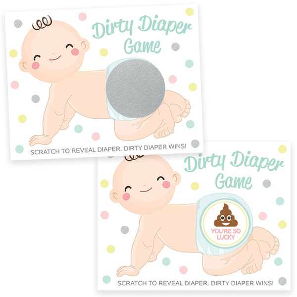 Diaper Raffle - Baby Shower Lottery Game - Printed Scratch Off Cards, Set of 30