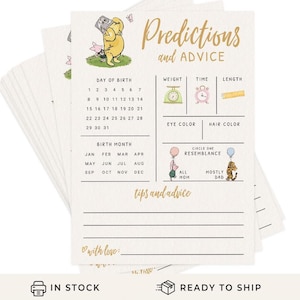 Baby Predictions & Advice Cards – Classic Pooh Theme, Winnie Baby Shower Game for Guests, Gender Reveal Activity, 30 Pack (PRP-1001) image 4