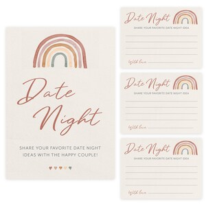 Date Night Idea Cards and Sign - Printed Set of 30, Boho Rainbow (PRP-601)