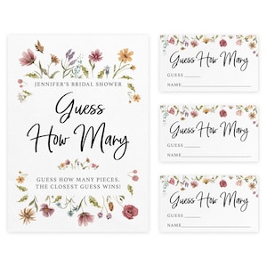 Caramelo de flores silvestres personalizado digital Adivina cuántos juegos / Fiesta de baby shower nupcial l Tarjetas y letrero incluidos / Descarga instantánea / PRP-212