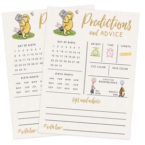 Baby Predictions & Advice Cards – Classic Pooh Theme, Winnie Baby Shower Game for Guests, Gender Reveal Activity, 30 Pack (PRP-1001) image 7