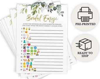 Emoji Pictionary - Jeu de douche nuptiale, 50 cartes imprimées, eucalyptus (PRP-101, PRP-100)