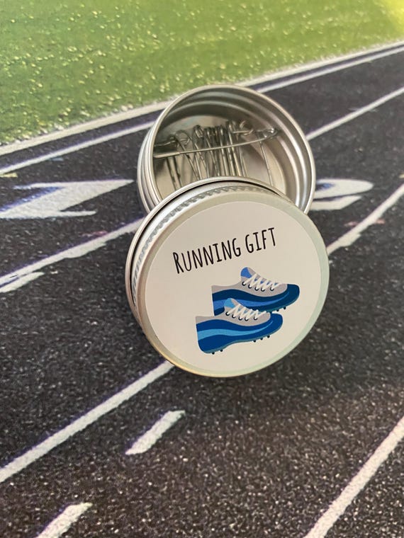 Running Gift Pick Your Bundle. You Choose Your Tin, Safety Pins & Gift Bag. Running bib pins. Gift for runner. Pocket sized tin 40mm x 20mm