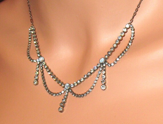 1920s Necklace, Edwardian Paste Necklace, Victoria