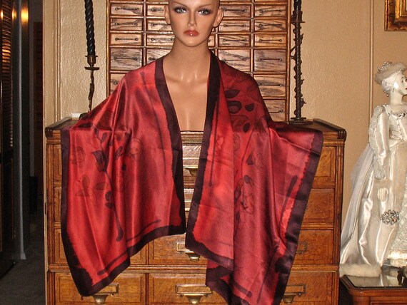 Silk Charmeuse/Matte Reversible Scarf, 80s Vintage