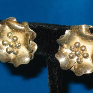 Hobe Sterling, 40s Hobe Silver Screw Back Earrings, 1940s, Hobe Flower Earrings, Signed Sterling Silver Hobe Earrings, 1940s Silver Jewelry