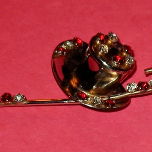 1940s Sterling Figural Big Top Hat and Cane Brooch, Vintage Hat and Cane Brooch, 50s Stylized Hat Pin, BONUS GIFT of Bib to Wear as Necklace