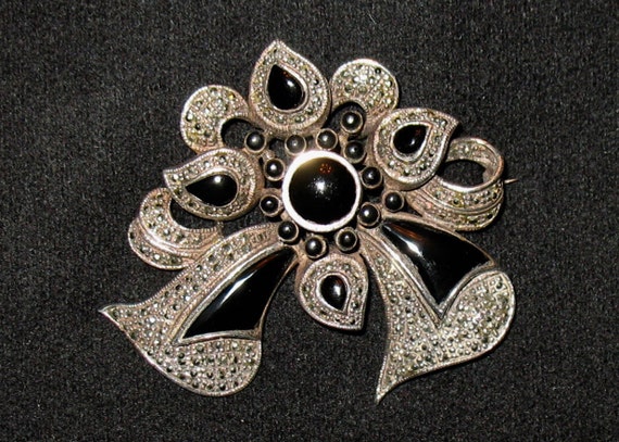 1930s Sterling Silver (925)  Bow Brooch, 40s Pin,… - image 3