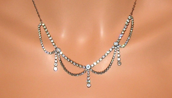 1920s Necklace, Edwardian Paste Necklace, Victoria