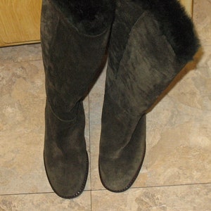 1980s Suede Boots, Vintage Boots, 90s Boots in Excellent Condition, Dark Green Fur-Lined Boots, Size 36 Boots, Small 80s Boots, 1990s, 1980s image 8
