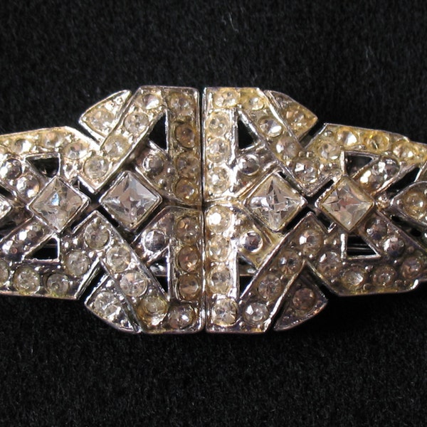 1940s Coro Pin, 1930s Coro Duette Art Deco Brooch, 1940 Jewels, CORO Jewelry, Plus BONUS GIFT of Bib Necklace to Transform Pin into Necklace