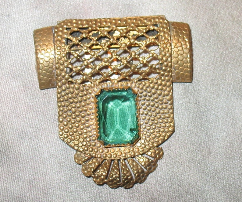 1930s Dress Clip Detailed Brass Dress Clip With Rectangular Etsy