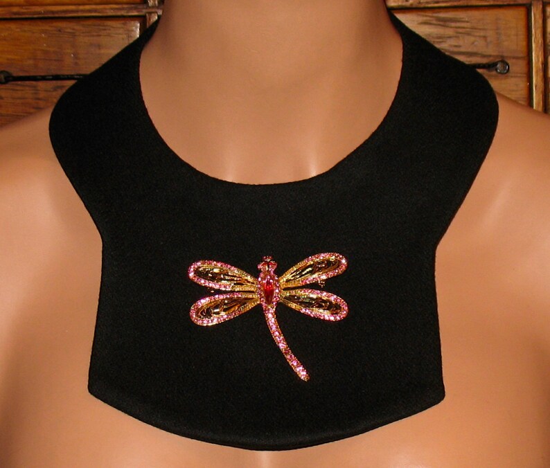 BONUS GIFT of Bib to Wear PIn as Necklace 1950s Brooch Vintage Pink Dragonfly Pin Rhinestones Insect Pin 50s Pink Dragonfly Brooch