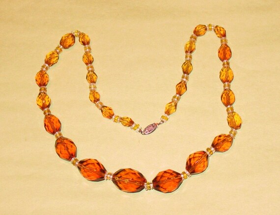Collier Ancien Années 1940 En Perles De Verre à Facettes – Longueur 43 Cm, Vintage