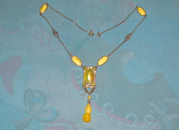 Edwardian Necklace, Art Deco Necklace, 1920s Yell… - image 3