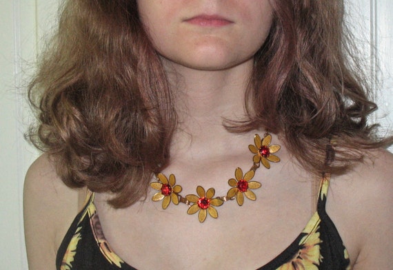 1930s Necklace and Bracelet Set, 40s Gold Tone Me… - image 7