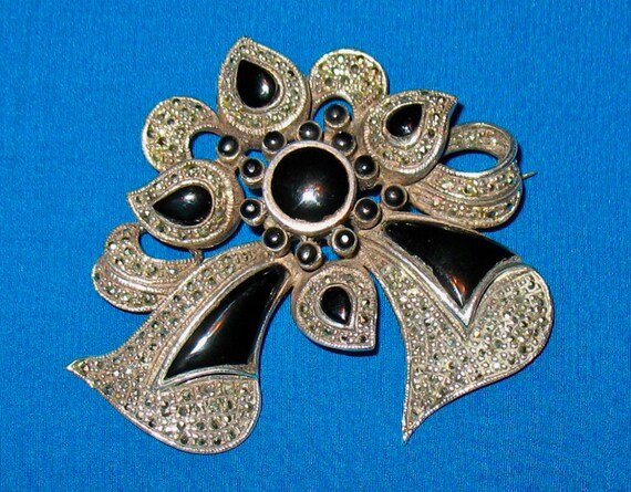 1930s Sterling Silver (925)  Bow Brooch, 40s Pin,… - image 2