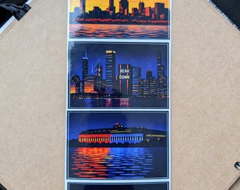 Chicago Bears Skyline Sticker, Vinyl Laptop Decal, Soldier Field Sticker, Buckingham Fountain sticker