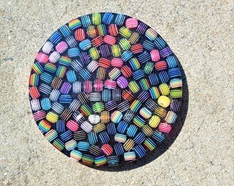 Rainbow Beaded Resin Coasters, Set of 2