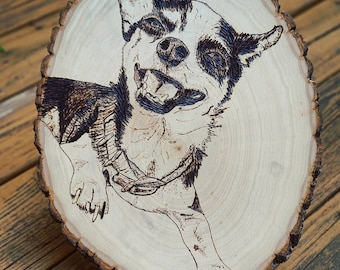 Custom Wood Burned Dog Portrait, Pet Memorial Gift
