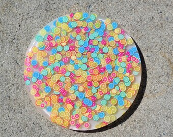 Colorful Resin Citrus Slice Coaster, Kawaii Fruit Decor