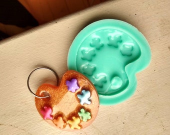 Paint Palette Silicone Mold, Resin Keychain Shaker Craft