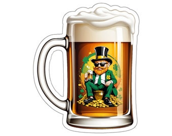 St. Patrick's Day Leprechaun Beer Sticker