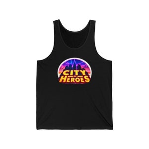 City of Heroes Tank Top, Superhero Graphic Tee, Unisex Sleeveless Shirt, Comic Book Muscle Tank, Super Power Workout Top